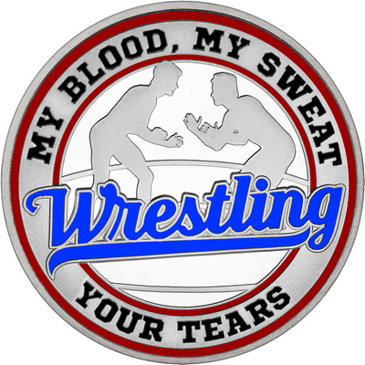 Royal Blue "Wrestling" with Maroon Outer Circular Borders